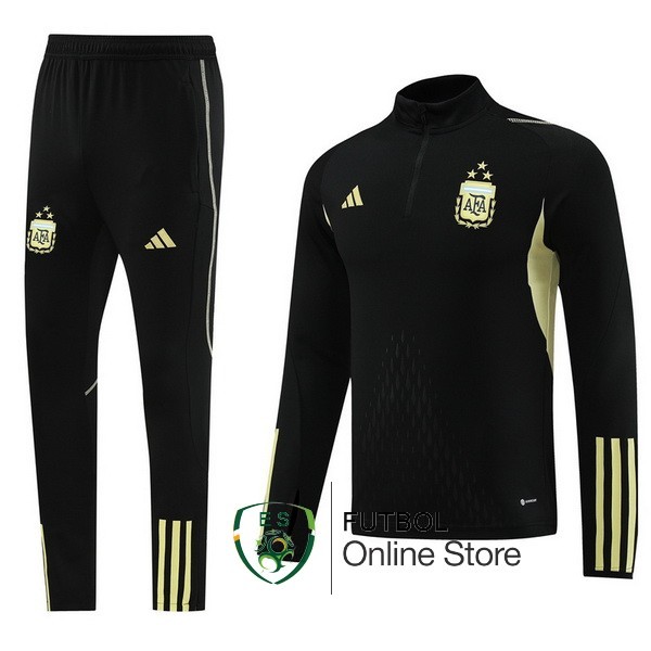 Conjunto Completo Sudadera Entrenamiento Argentina 2023 Negro I Amarillo