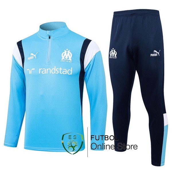 Conjunto Completo Sudadera Entrenamiento Marsella 2023/2024 Azul Claro Blanco