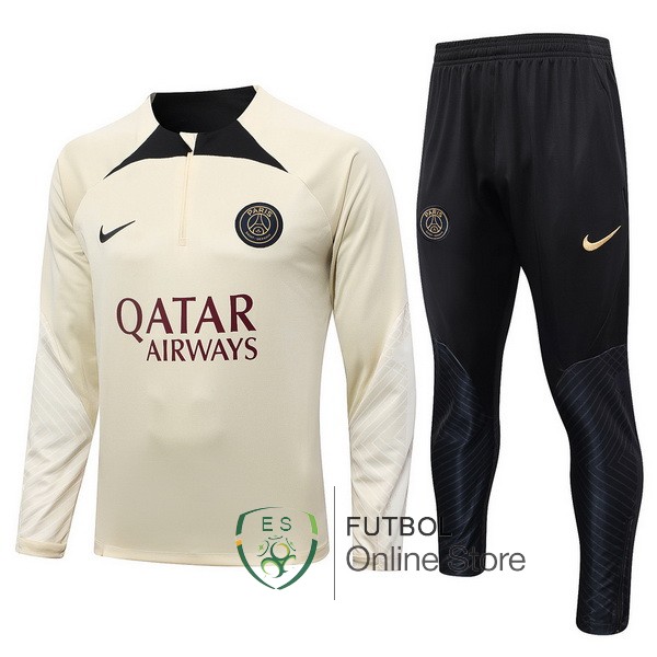 Conjunto Completo Sudadera Entrenamiento Ninos Paris Saint Germain 23/2024 Amarillo Negro