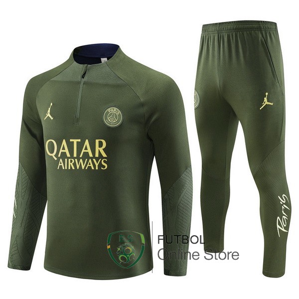 Conjunto Completo Sudadera Entrenamiento Ninos Paris Saint Germain 23/2024 Verde