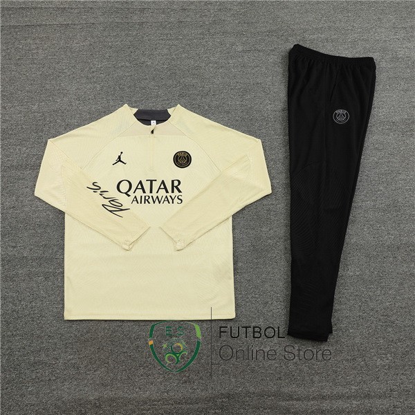 Conjunto Completo Sudadera Jugadores Entrenamiento Paris Saint Germain 2023/2024 Amarillo Negro