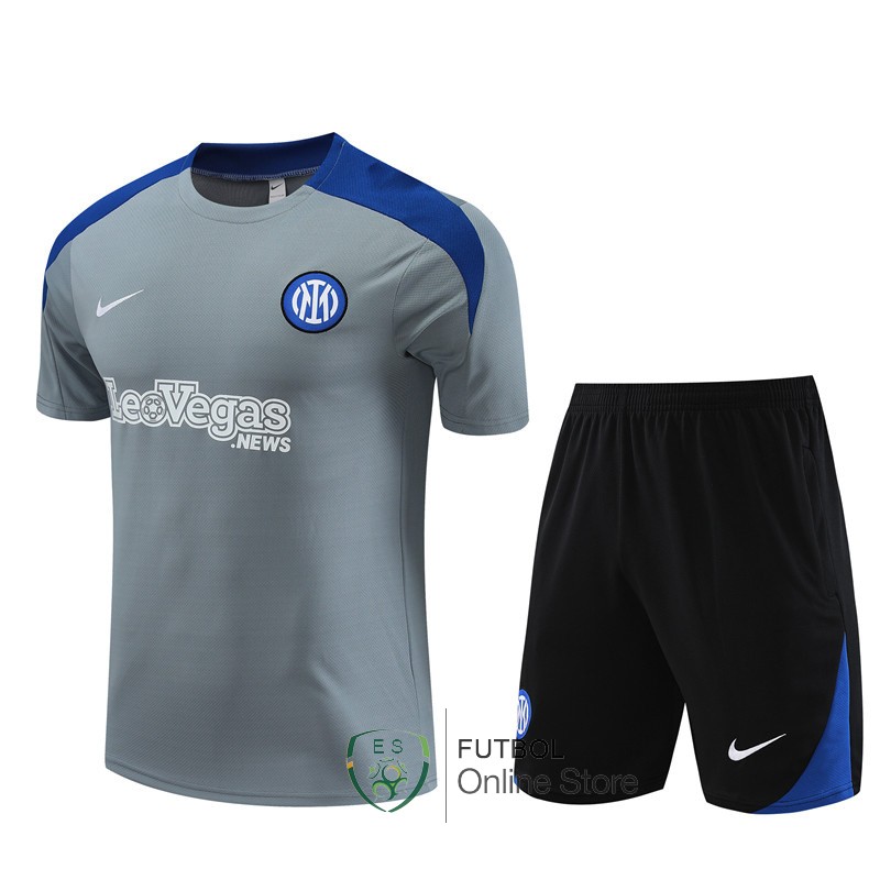 Entrenamiento Conjunto Completo Ninos Inter Milan 2023 2024 Gris Negro Azul