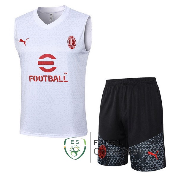 Entrenamiento Sin Mangas Conjunto Completo AC Milan 2023/2024 Blanco Rojo Negro