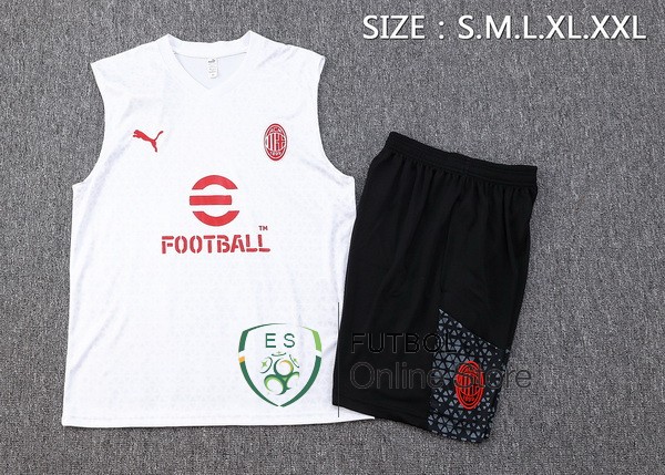 Entrenamiento Sin Mangas Conjunto Completo AC Milan 2023/2024 Blanco Rojo Negro