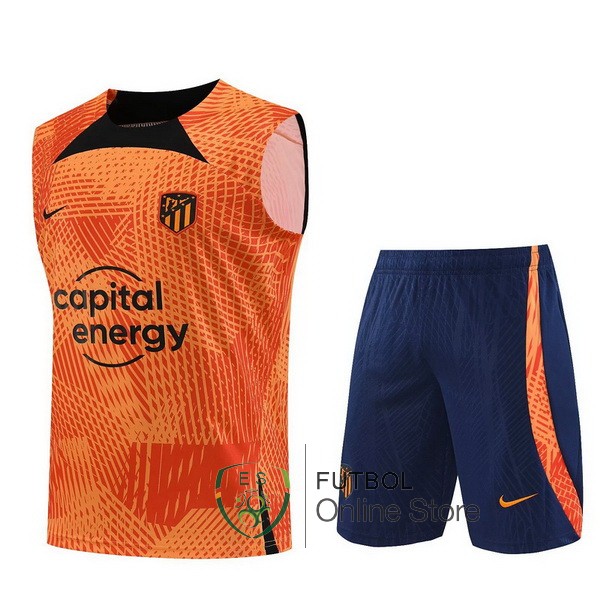 Entrenamiento Sin Mangas Conjunto Completo Atletico Madrid 2023/2024 Naranja Azul