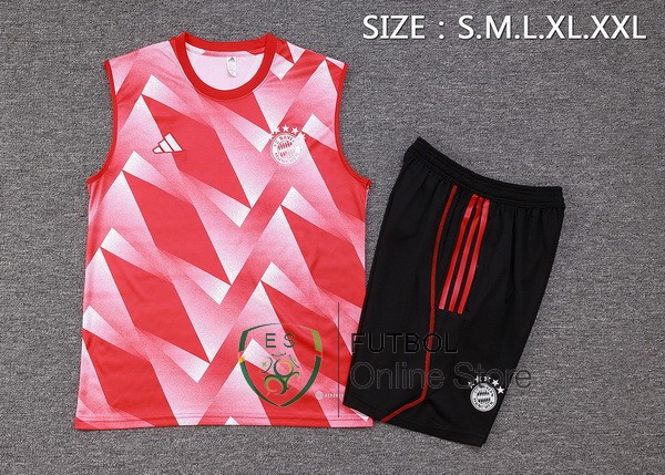 Entrenamiento Sin Mangas Conjunto Completo Bayern Munich 2023/2024 Rojo Blanco Negro