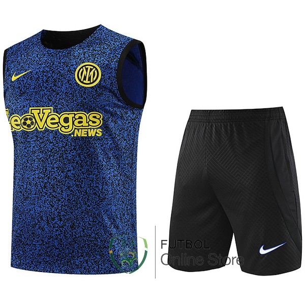 Entrenamiento Sin Mangas Conjunto Completo Inter Milan 2023/2024 Azul Amarillo Negro