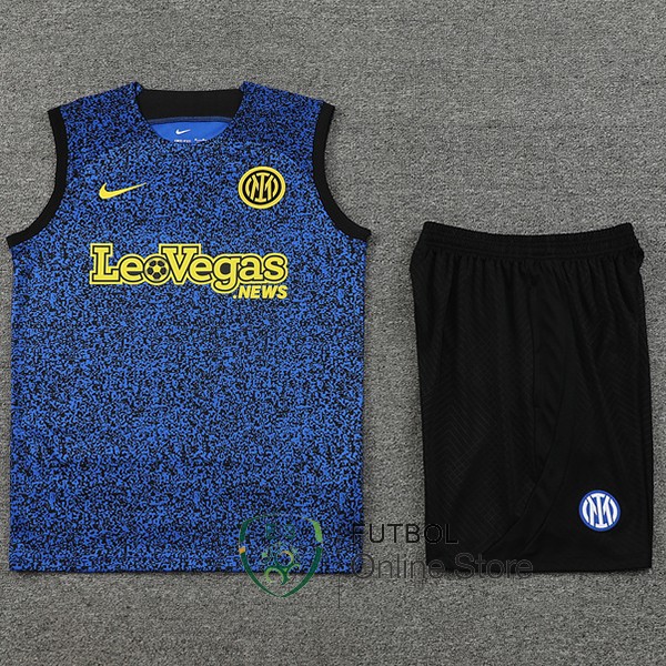 Entrenamiento Sin Mangas Conjunto Completo Inter Milan 2023/2024 Azul Amarillo Negro