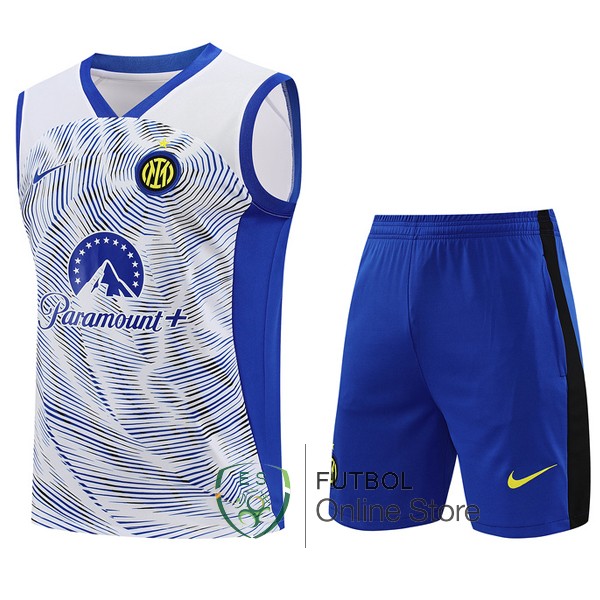 Entrenamiento Sin Mangas Conjunto Completo Inter Milan 2023/2024 Blanco Azul