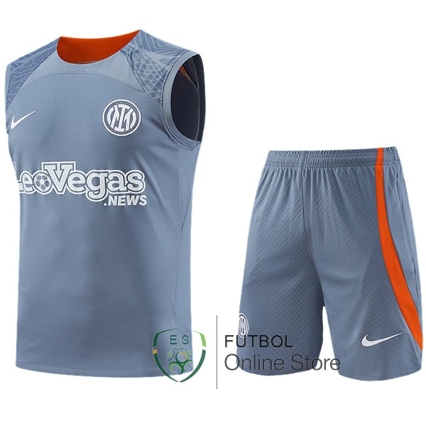 Entrenamiento Sin Mangas Conjunto Completo Inter Milan 2023/2024 Gris