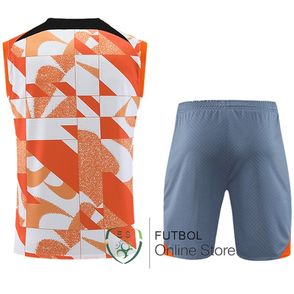 Entrenamiento Sin Mangas Conjunto Completo Inter Milan 2023/2024 Naranja Blanco Gris