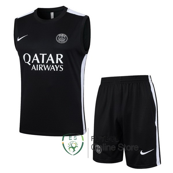 Entrenamiento Sin Mangas Conjunto Completo Paris Saint Germain 2023/2024 Negro Blanco