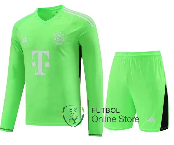 Tailandia Manga Larga Camiseta Bayern Munich Portero Conjunto Completo Hombre 23/2024 Verde