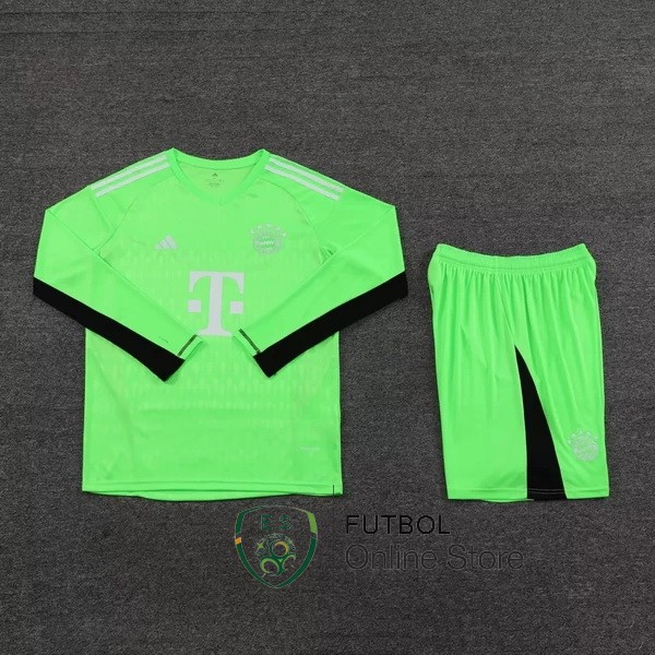Tailandia Manga Larga Camiseta Bayern Munich Portero Conjunto Completo Hombre 23/2024 Verde