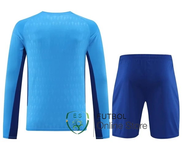 Tailandia Manga Larga Camiseta  Juventus Portero Conjunto Completo Hombre 23/2024 Azul