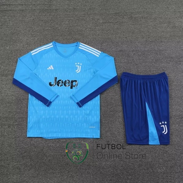 Tailandia Manga Larga Camiseta  Juventus Portero Conjunto Completo Hombre 23/2024 Azul