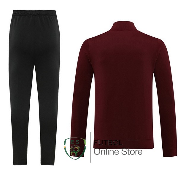 Conjunto Completo Ropa Deportiva Con Cremallera Larga AS Roma Rojo Negro 2023/2024