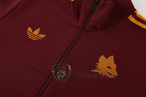 Conjunto Completo Ropa Deportiva Con Cremallera Larga AS Roma Rojo Negro 2023/2024