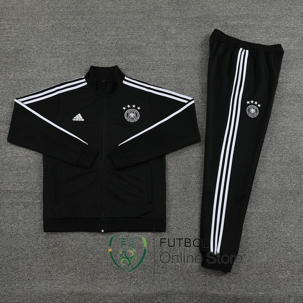 Conjunto Completo Ropa Deportiva Con Cremallera Larga Alemania Negro Blanco 2024