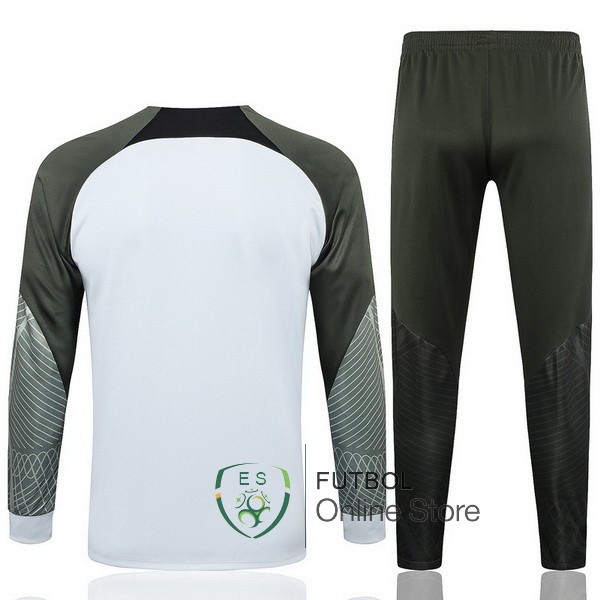 Conjunto Completo Ropa Deportiva Con Cremallera Larga Barcelona Blanco Verde 2023/2024