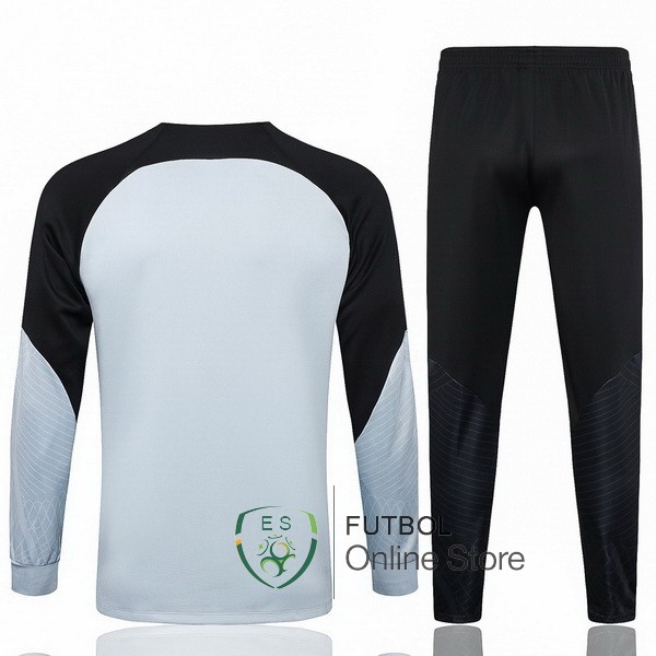 Conjunto Completo Ropa Deportiva Con Cremallera Larga Barcelona Gris Negro 2023/2024