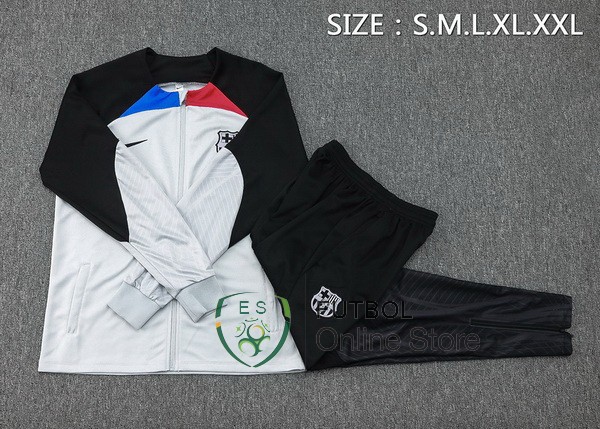 Conjunto Completo Ropa Deportiva Con Cremallera Larga Barcelona Gris Negro 2023/2024