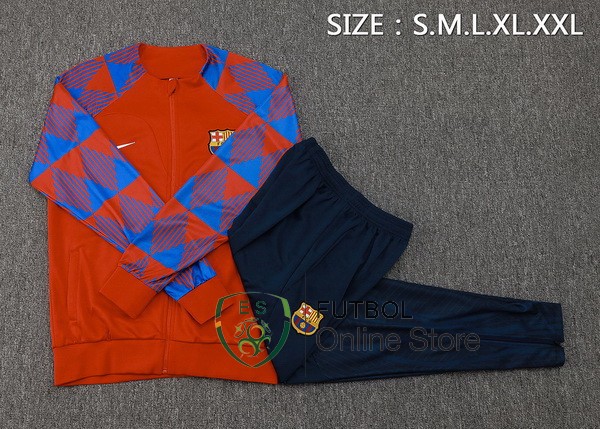 Conjunto Completo Ropa Deportiva Con Cremallera Larga Barcelona Rojo Azul 2023/2024