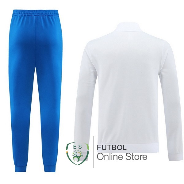 Conjunto Completo Ropa Deportiva Con Cremallera Larga Italia Blanco Azul 2024