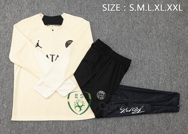 Conjunto Completo Sudadera Jugadores Entrenamiento Paris Saint Germain Amarillo Negro 2023/2024