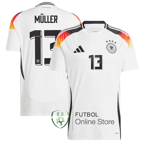 NO.13 Müller Tailandia Camiseta Alemania Blanco 2024 Primera  NO.13 Müller Tailandia Camiseta Alemania Blanco 2024 Primera