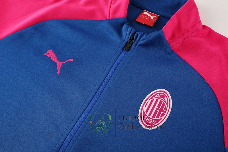 Conjunto Completo Ropa Deportiva Con Cremallera Larga AC Milan 24/2025 Azul Rosa