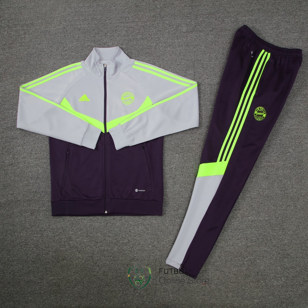 Conjunto Completo Ropa Deportiva Con Cremallera Larga Bayern Munich 23/2024 Gris Purpura