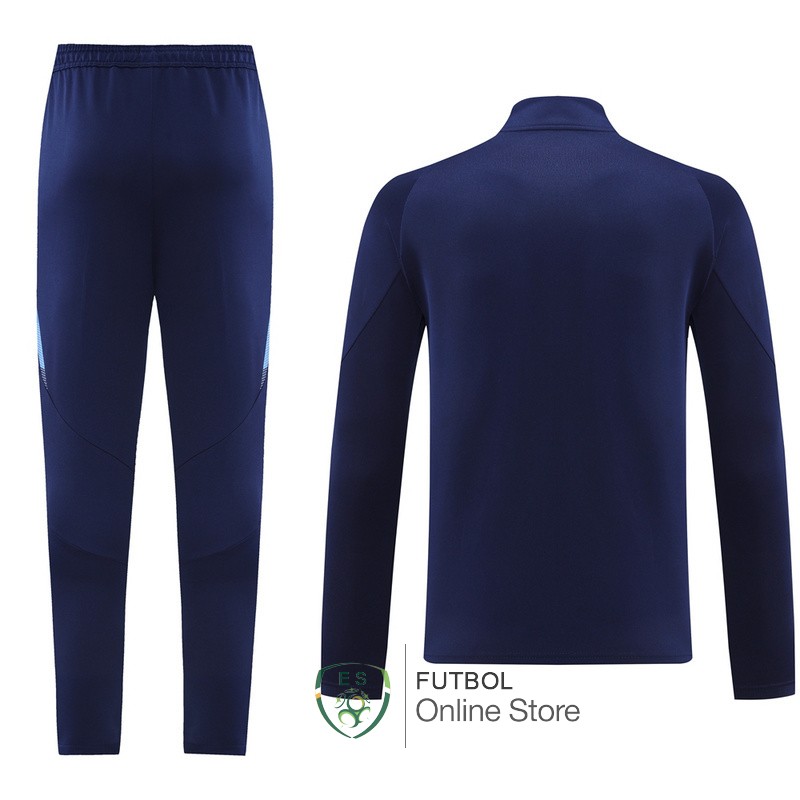 Conjunto Completo Ropa Deportiva Con Cremallera Larga Italia 2024 Azul Marino