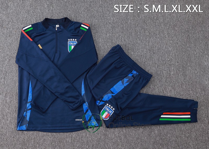 Conjunto Completo Sudadera Entrenamiento Italia 2024 Azul Marino