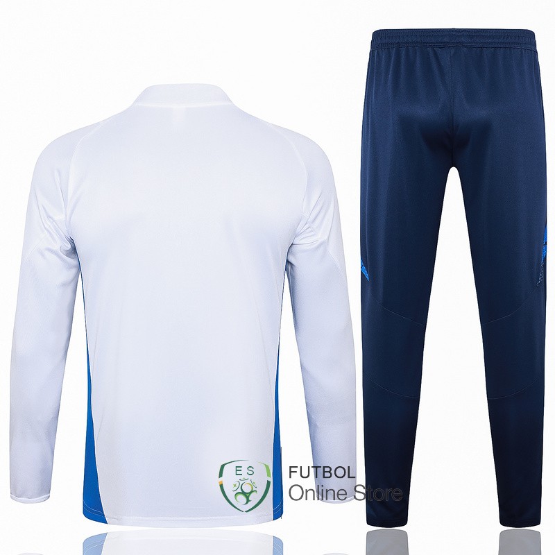 Conjunto Completo Sudadera Entrenamiento Italia 2024 Blanco Azul Marino