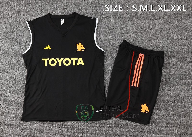 Entrenamiento Sin Mangas Conjunto Completo AS Roma 23/2024 Negro
