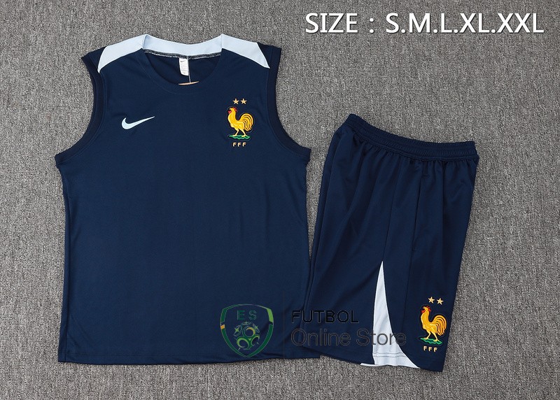 Entrenamiento Sin Mangas Conjunto Completo Francia 2024 Azul Marino