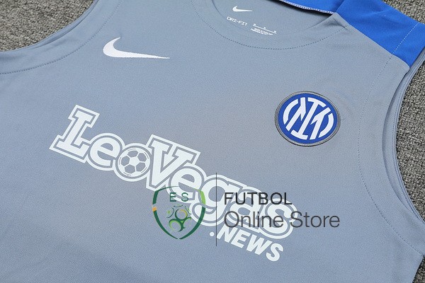Entrenamiento Sin Mangas Conjunto Completo Inter Milan 24/2025 Gris Azul