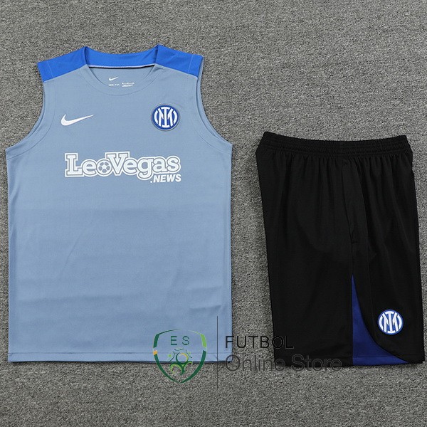 Entrenamiento Sin Mangas Conjunto Completo Inter Milan 24/2025 Gris Azul