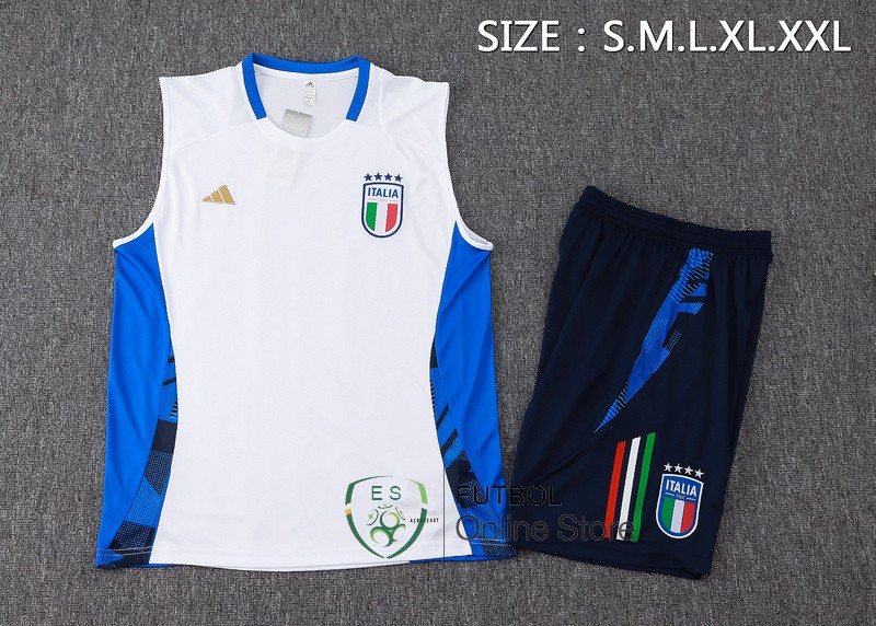 Entrenamiento Sin Mangas Conjunto Completo Italia 2024 Blanco Azul Marino