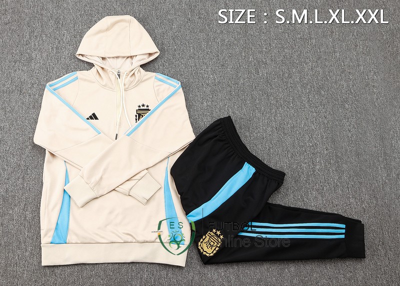 Conjunto Completo Chaqueta Con Capucha Argentina 2024 Amarillo Negro