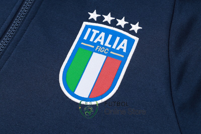 Conjunto Completo Chaqueta Con Capucha Italia 2024 Azul Marino