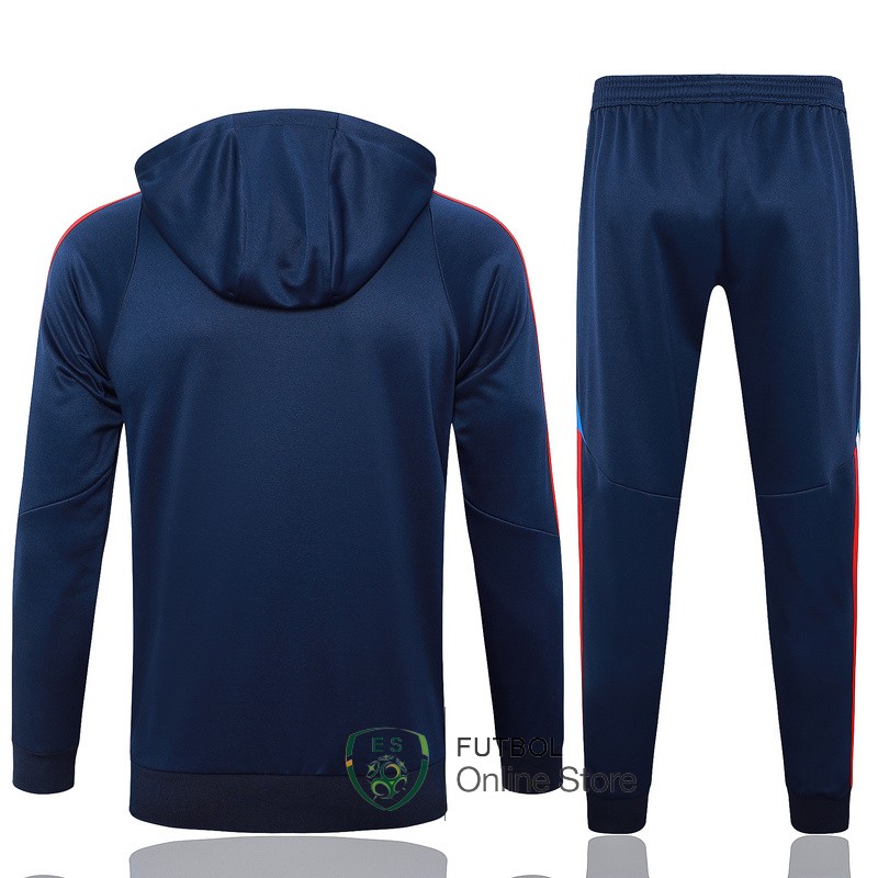 Conjunto Completo Chaqueta Con Capucha Italia 2024 Azul Marino