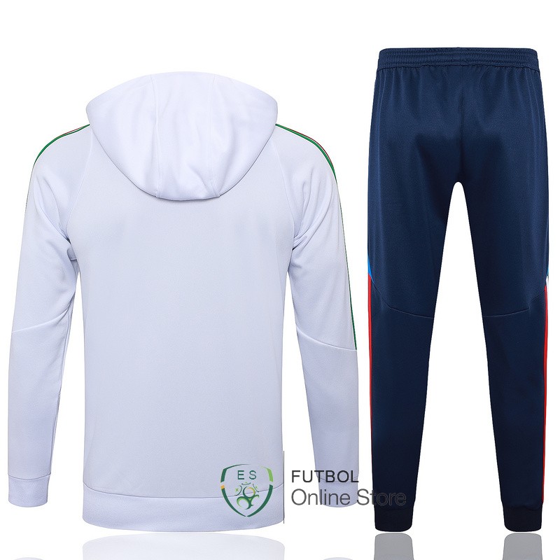 Conjunto Completo Chaqueta Con Capucha Italia 2024 Blanco