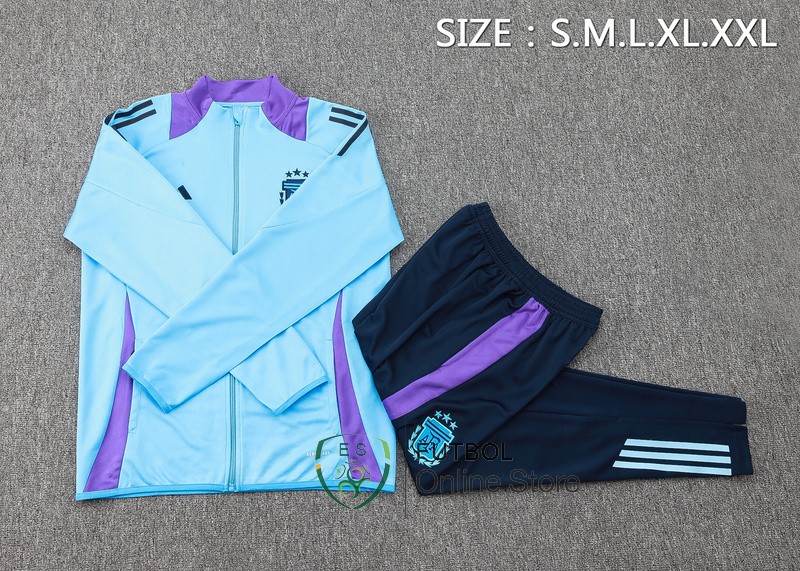 Conjunto Completo Ropa Deportiva Con Cremallera Larga Argentina 2024 Azul Purpura Negro
