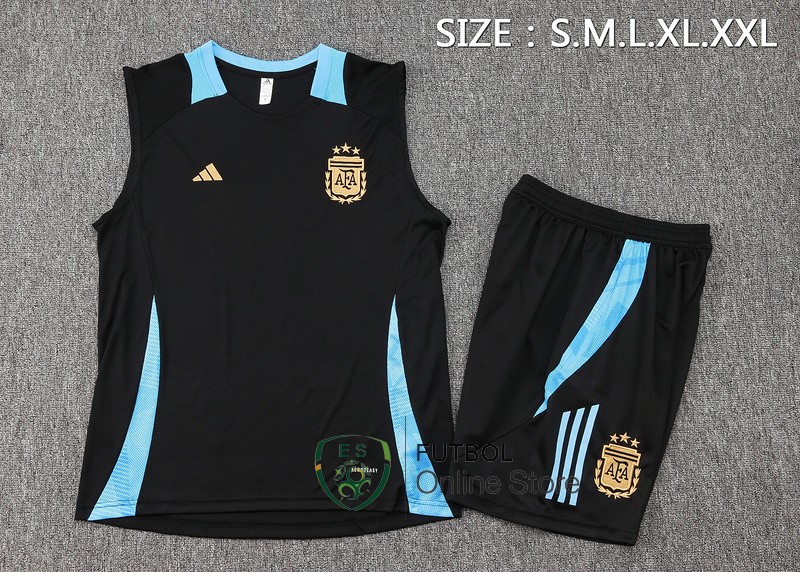 Entrenamiento Sin Mangas Conjunto Completo Argentina 2024 Negro Azul