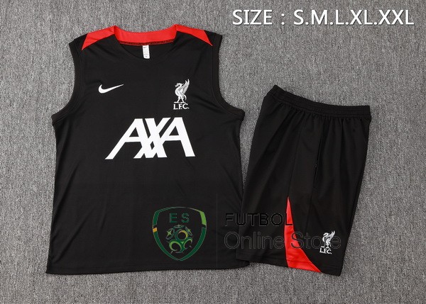 Entrenamiento Sin Mangas Conjunto Completo Liverpool 24/2025 Negro Blanco Rojo