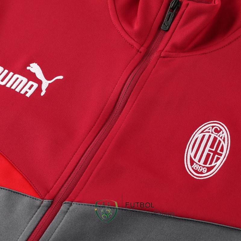Conjunto Completo Ropa Deportiva Con Cremallera Larga AC Milan 24/2025 Rojo Gris