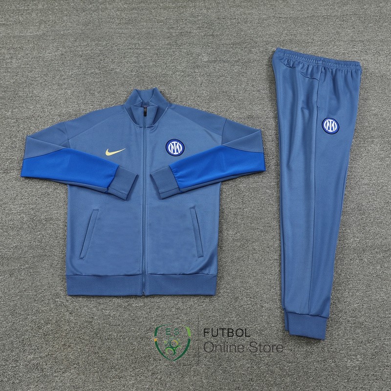 Conjunto Completo Ropa Deportiva Con Cremallera Larga Inter Milan 24/2025 Gris Azul