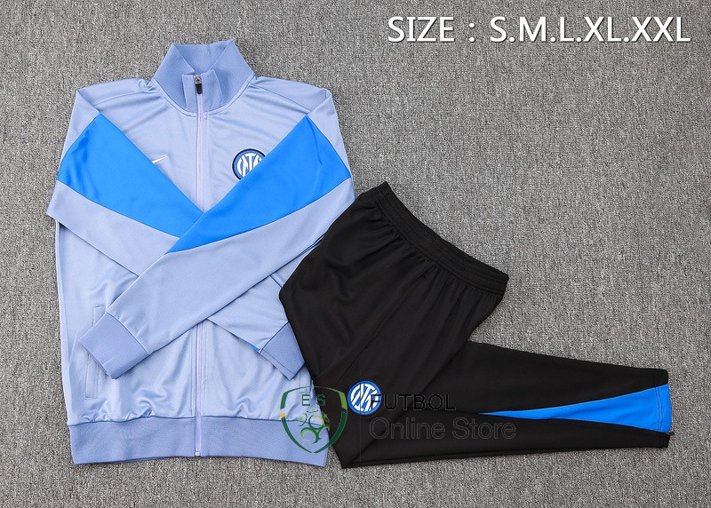Conjunto Completo Ropa Deportiva Con Cremallera Larga Inter Milan 24/2025 Gris Azul